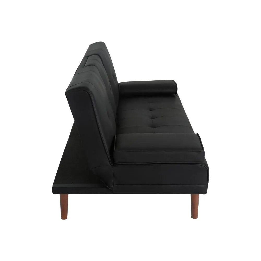 3 Seater Adjustable Sofa Bed with Cup Holder | Black