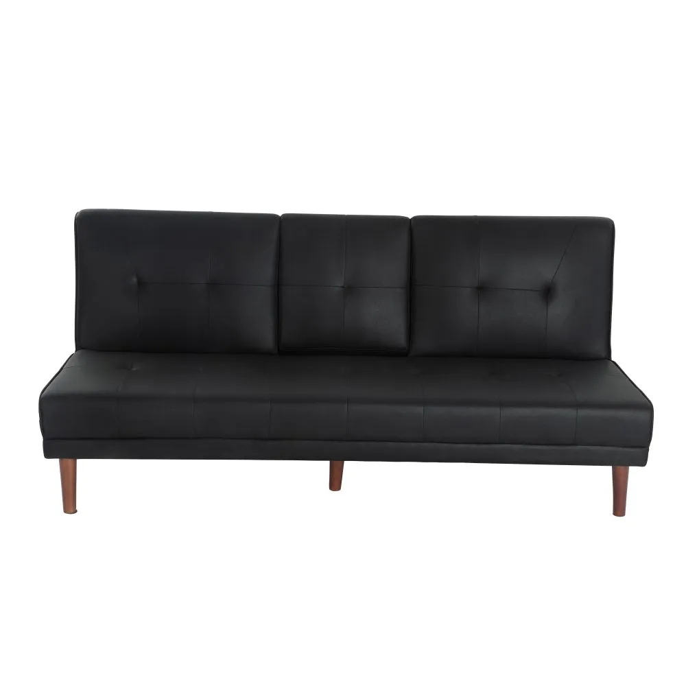 3 Seater Adjustable Sofa Bed with Cup Holder | Black