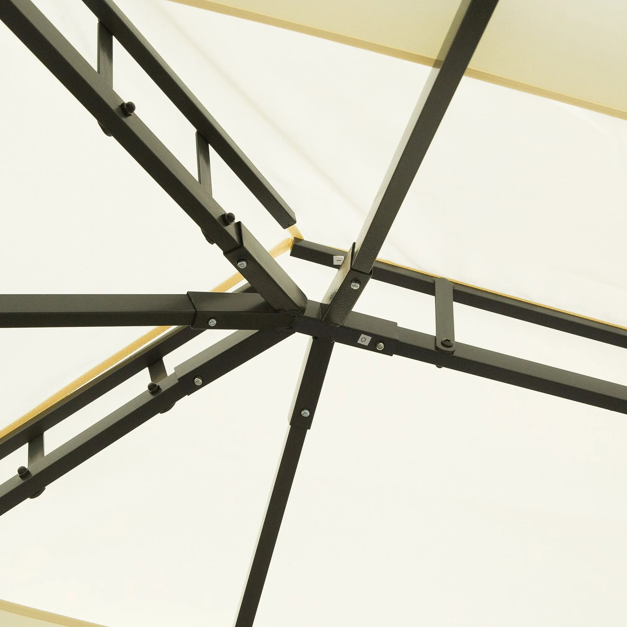 3 x 4 m Aluminium Metal Gazebo Marquee Canopy Pavilion Patio Garden Party Tent Shelter with Nets and Sidewalls - Cream White