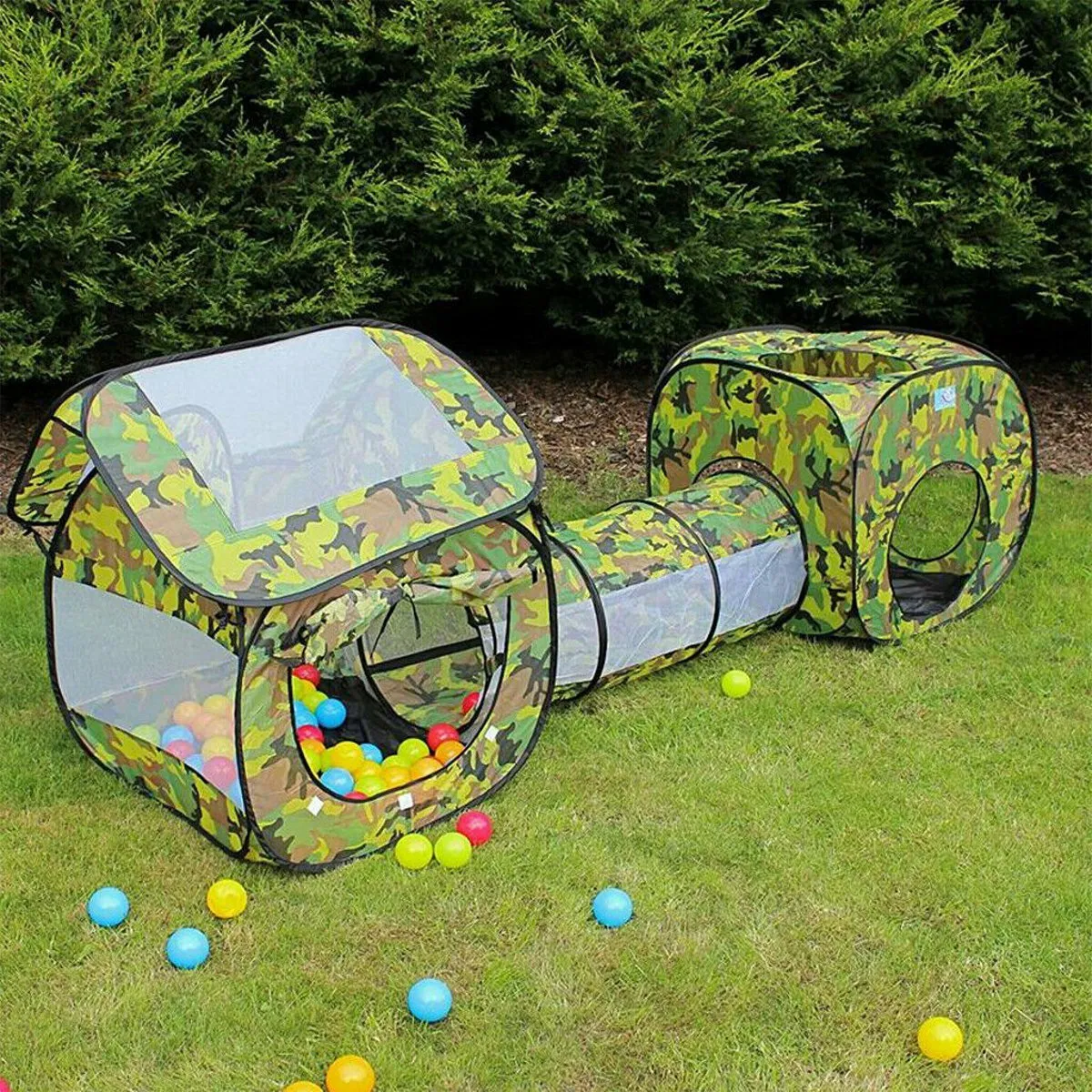 3pcs/Set Kids Play Tent Crawling Tunnel Foldable Camouflage Children Tent House Toys Portable Tunnel Game Toy