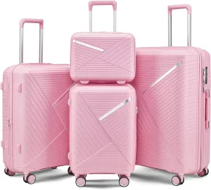 4 Piece Luggage Set | Expandable, Lightweight & Durable with 360 Spinner Wheels & TSA LockColor: Pink