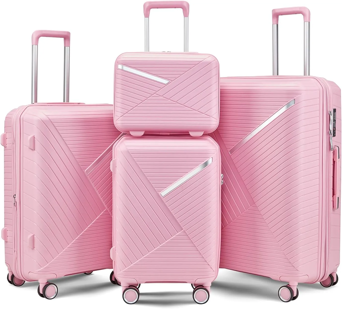 4 Piece Luggage Set | Expandable, Lightweight & Durable with 360 Spinner Wheels & TSA LockColor: Pink