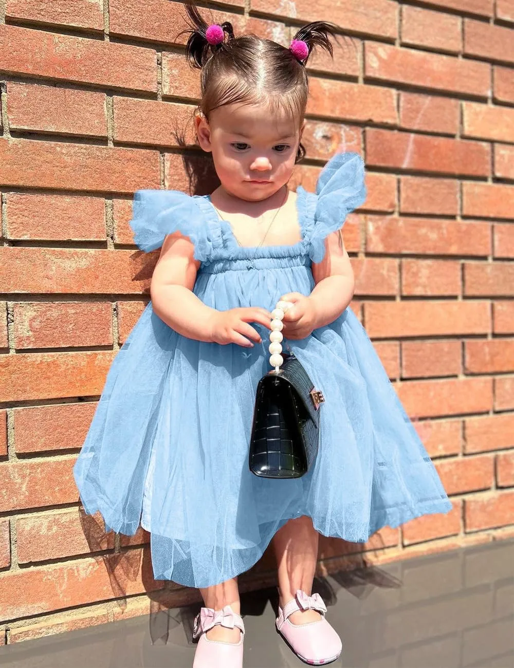 AGQT Baby Girls Tulle Tutu Dress Butterfly Print Back Sundress Size 6M-6T