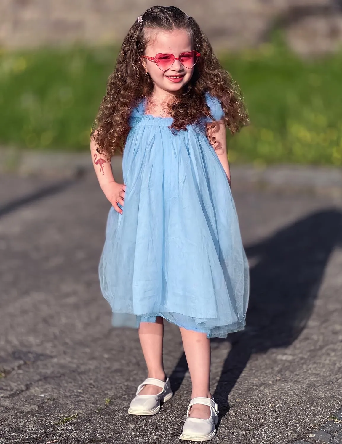 AGQT Baby Girls Tulle Tutu Dress Butterfly Print Back Sundress Size 6M-6T