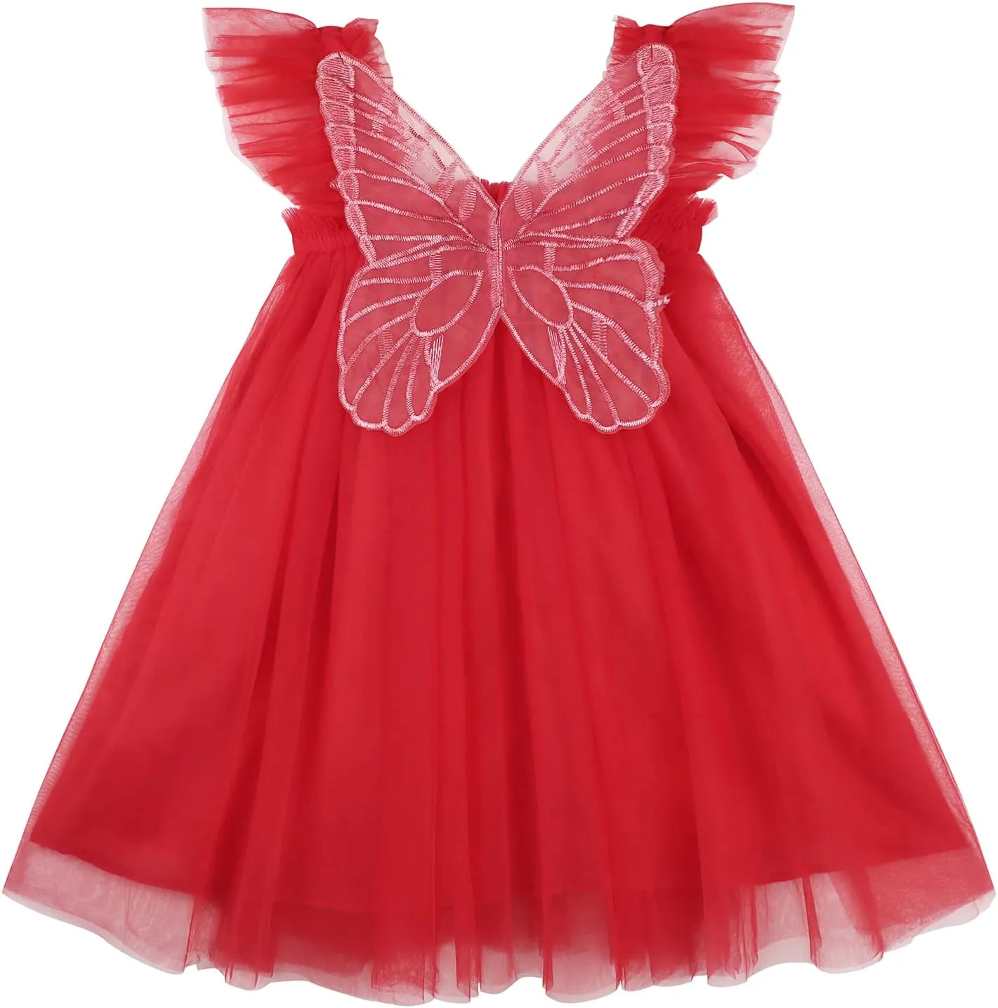 AGQT Baby Girls Tulle Tutu Dress Butterfly Print Back Sundress Size 6M-6T