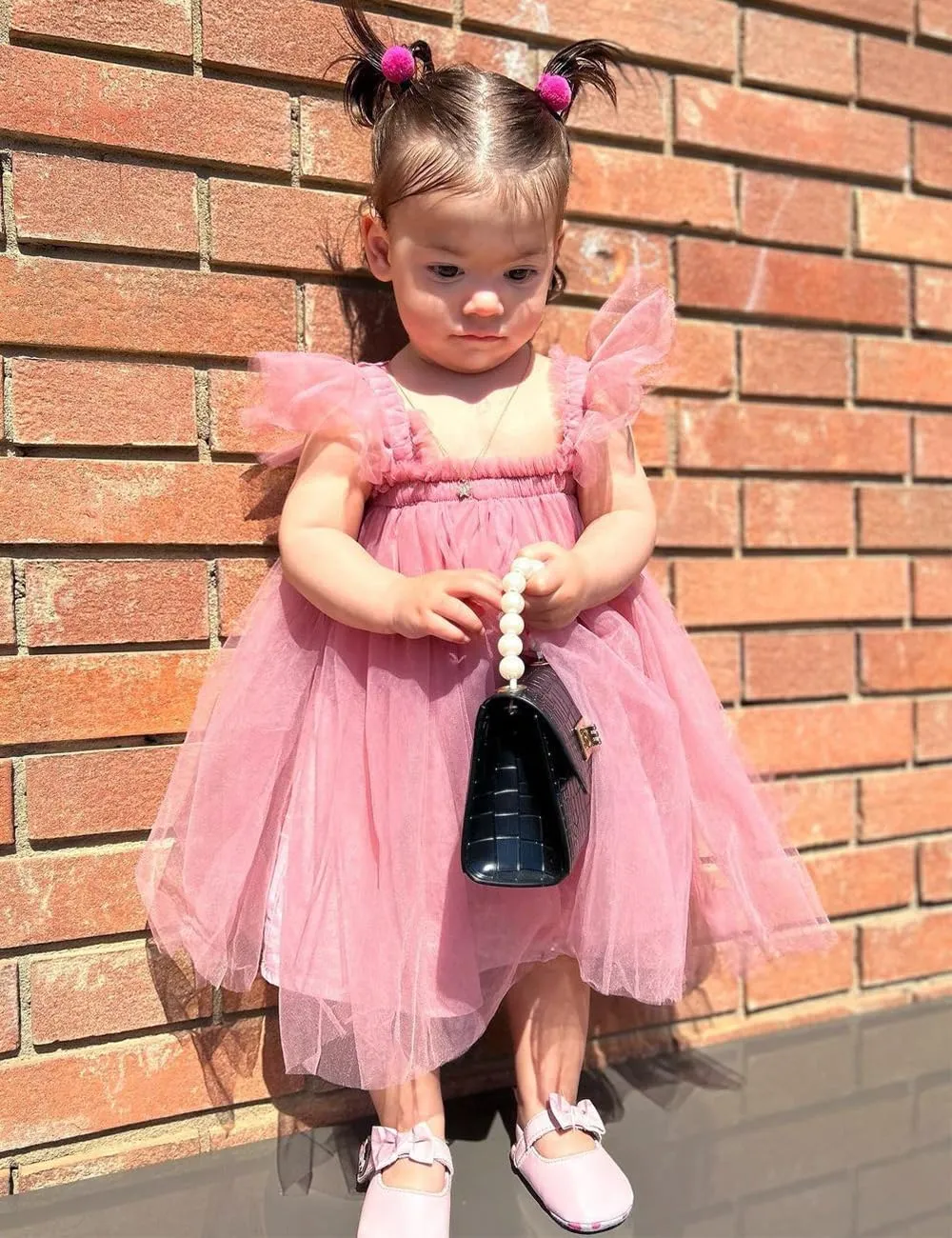 AGQT Baby Girls Tulle Tutu Dress Butterfly Print Back Sundress Size 6M-6T