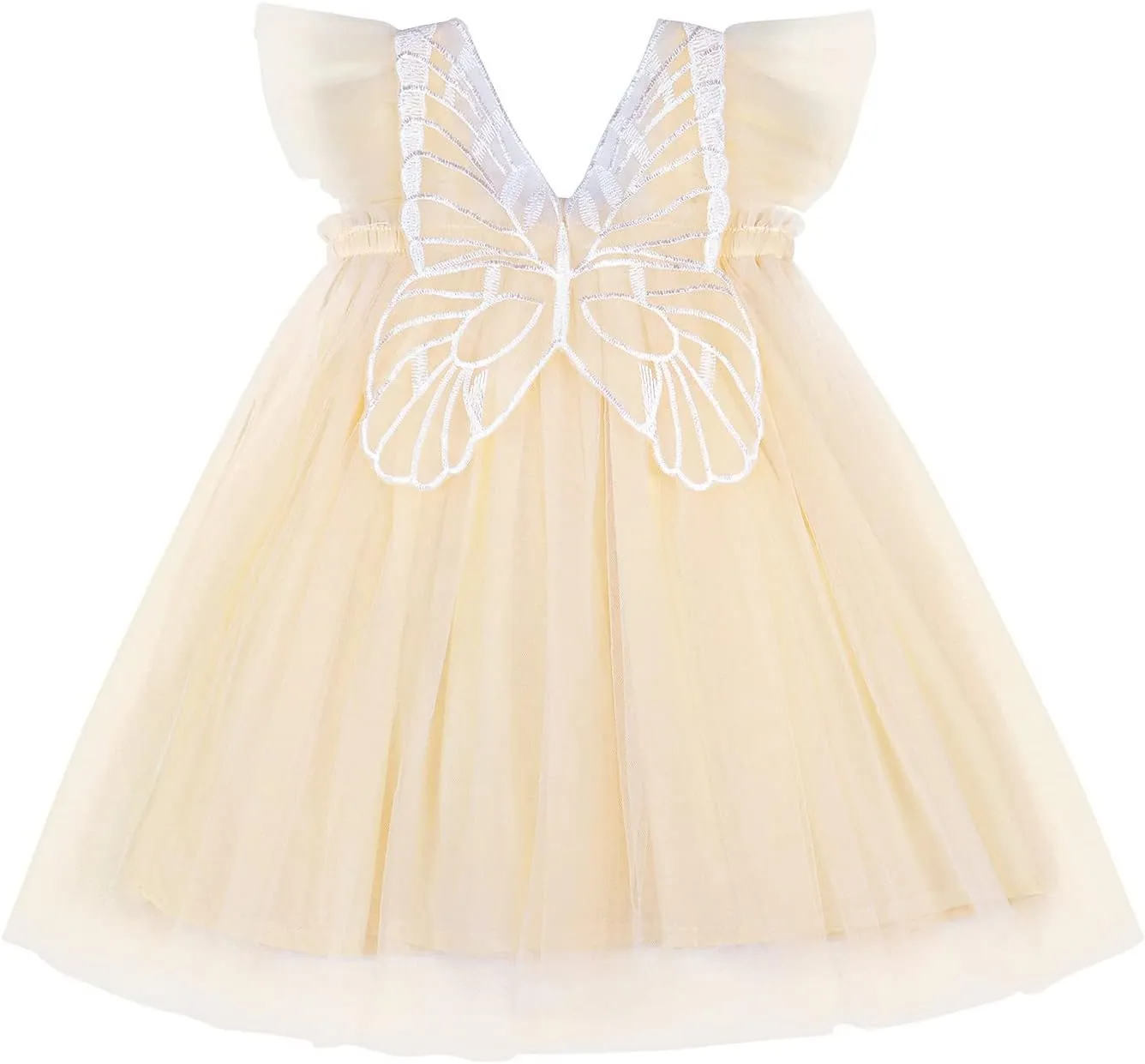 AGQT Baby Girls Tulle Tutu Dress Butterfly Print Back Sundress Size 6M-6T