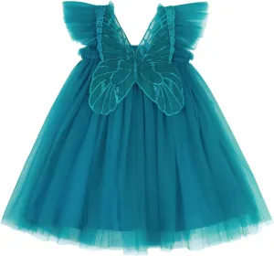 AGQT Baby Girls Tulle Tutu Dress Butterfly Print Back Sundress Size 6M-6T