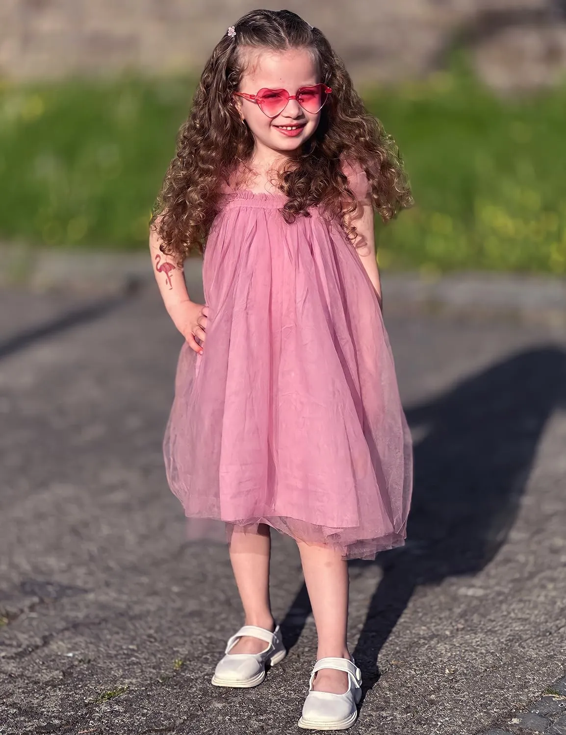 AGQT Baby Girls Tulle Tutu Dress Butterfly Print Back Sundress Size 6M-6T