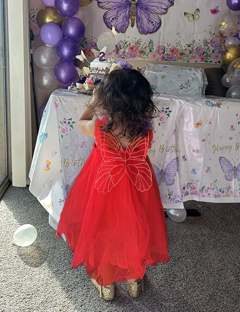 AGQT Baby Girls Tulle Tutu Dress Butterfly Print Back Sundress Size 6M-6T