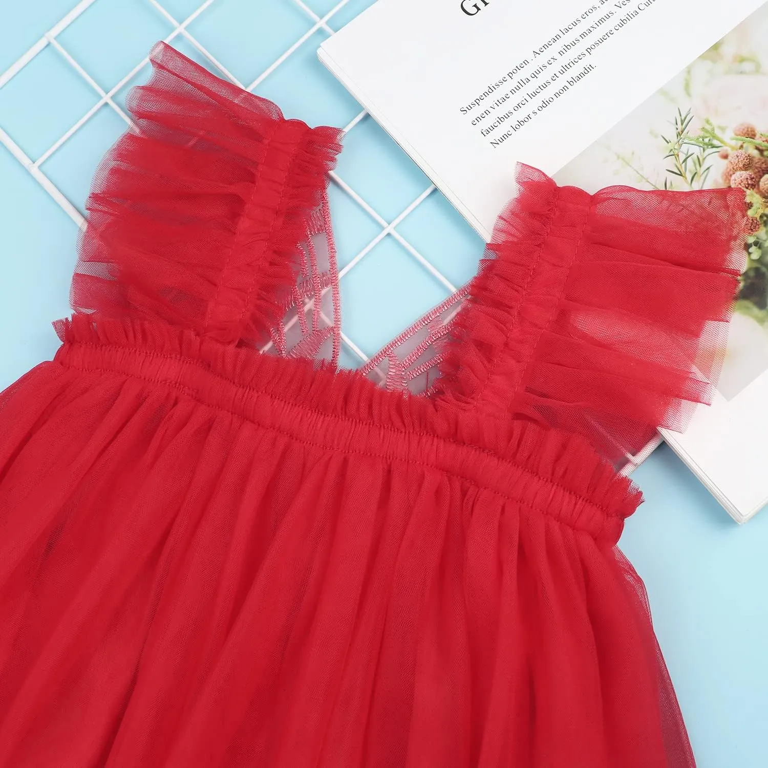 AGQT Baby Girls Tulle Tutu Dress Butterfly Print Back Sundress Size 6M-6T
