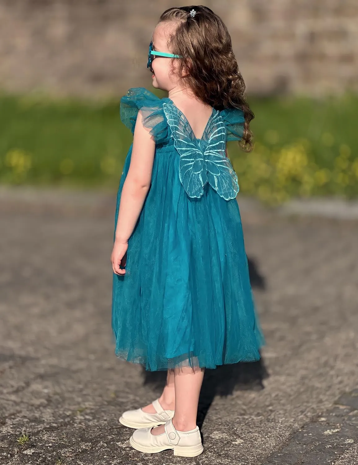 AGQT Baby Girls Tulle Tutu Dress Butterfly Print Back Sundress Size 6M-6T