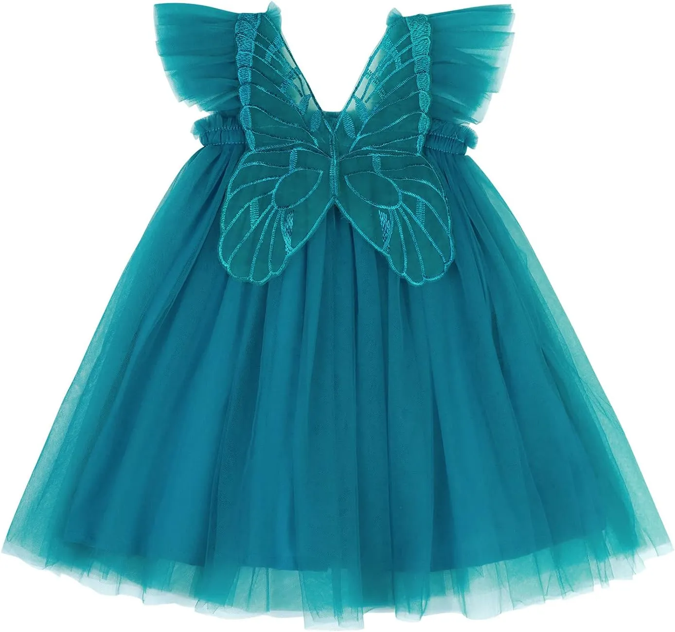AGQT Baby Girls Tulle Tutu Dress Butterfly Print Back Sundress Size 6M-6T