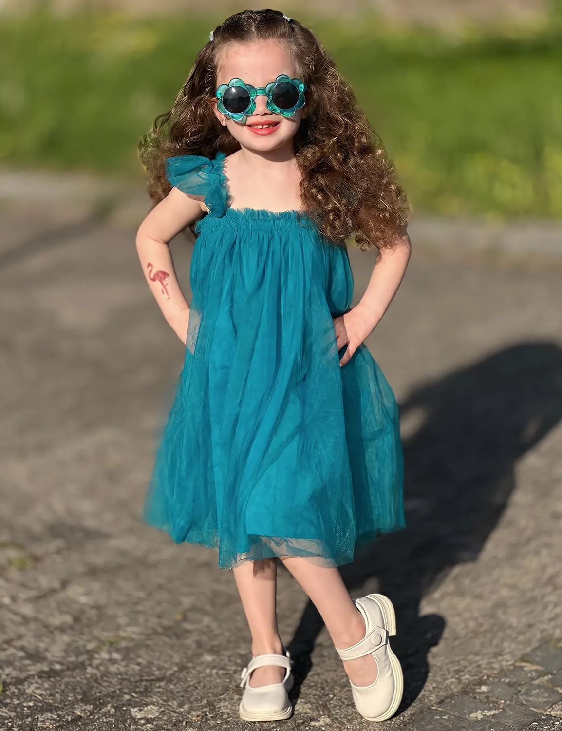 AGQT Baby Girls Tulle Tutu Dress Butterfly Print Back Sundress Size 6M-6T