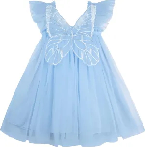 AGQT Baby Girls Tulle Tutu Dress Butterfly Print Back Sundress Size 6M-6T