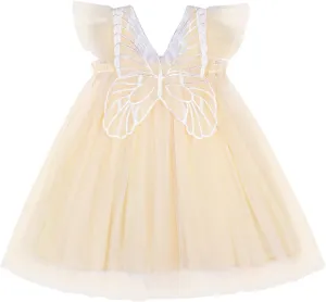 AGQT Baby Girls Tulle Tutu Dress Butterfly Print Back Sundress Size 6M-6T