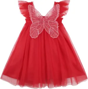 AGQT Baby Girls Tulle Tutu Dress Butterfly Print Back Sundress Size 6M-6T