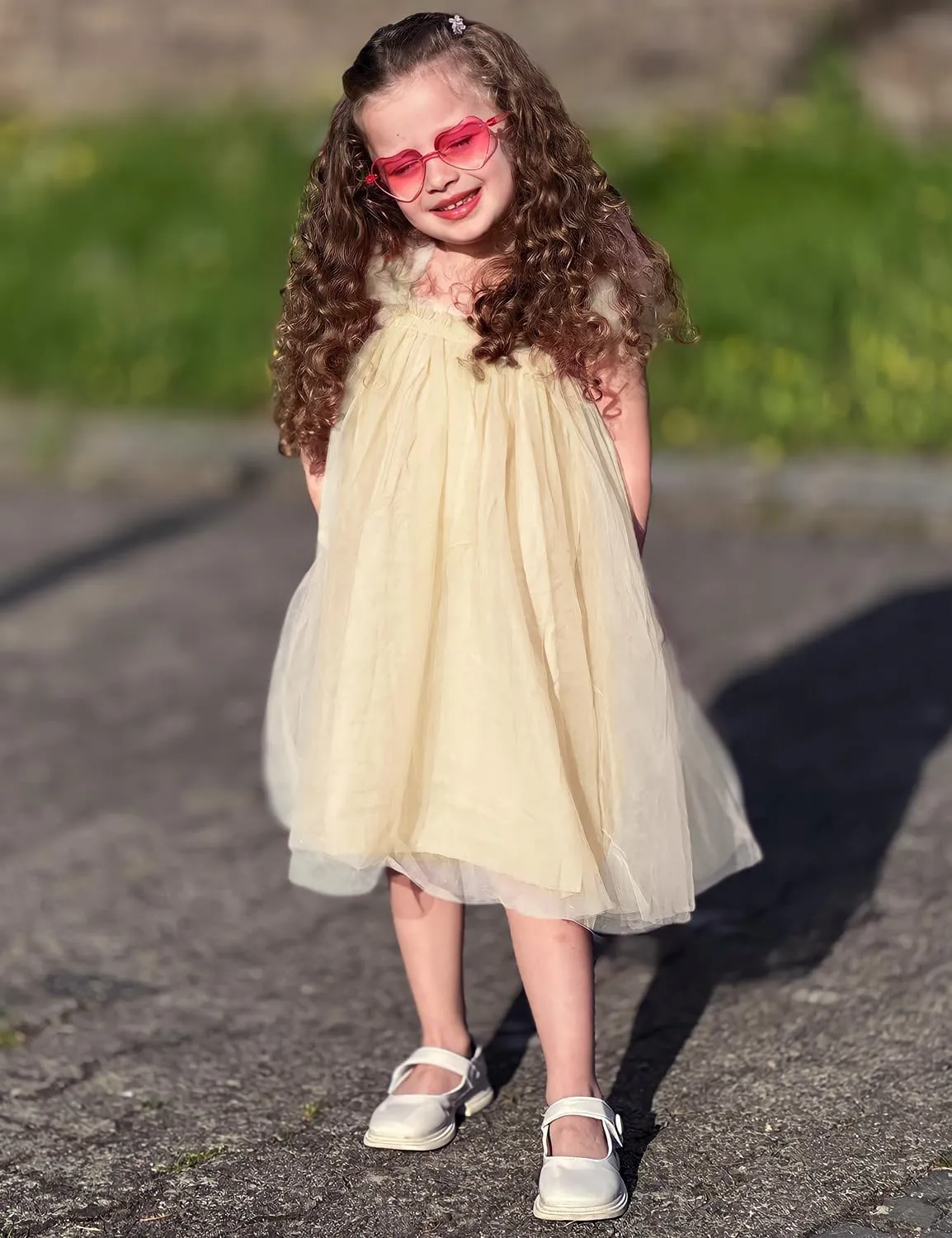 AGQT Baby Girls Tulle Tutu Dress Butterfly Print Back Sundress Size 6M-6T