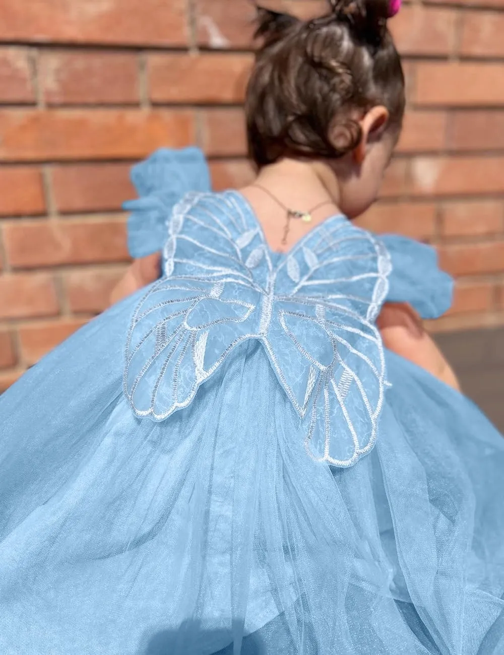 AGQT Baby Girls Tulle Tutu Dress Butterfly Print Back Sundress Size 6M-6T