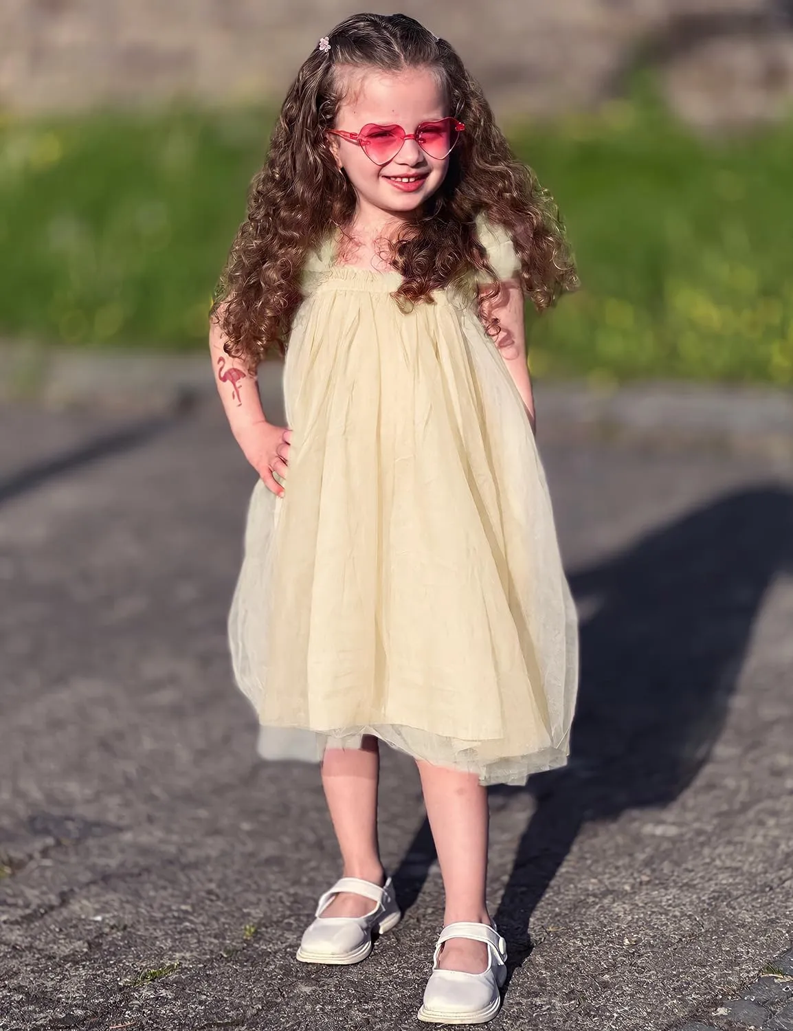 AGQT Baby Girls Tulle Tutu Dress Butterfly Print Back Sundress Size 6M-6T