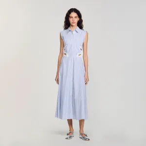 Amarante Stripy Embroidered Maxi Dress Sky Blue