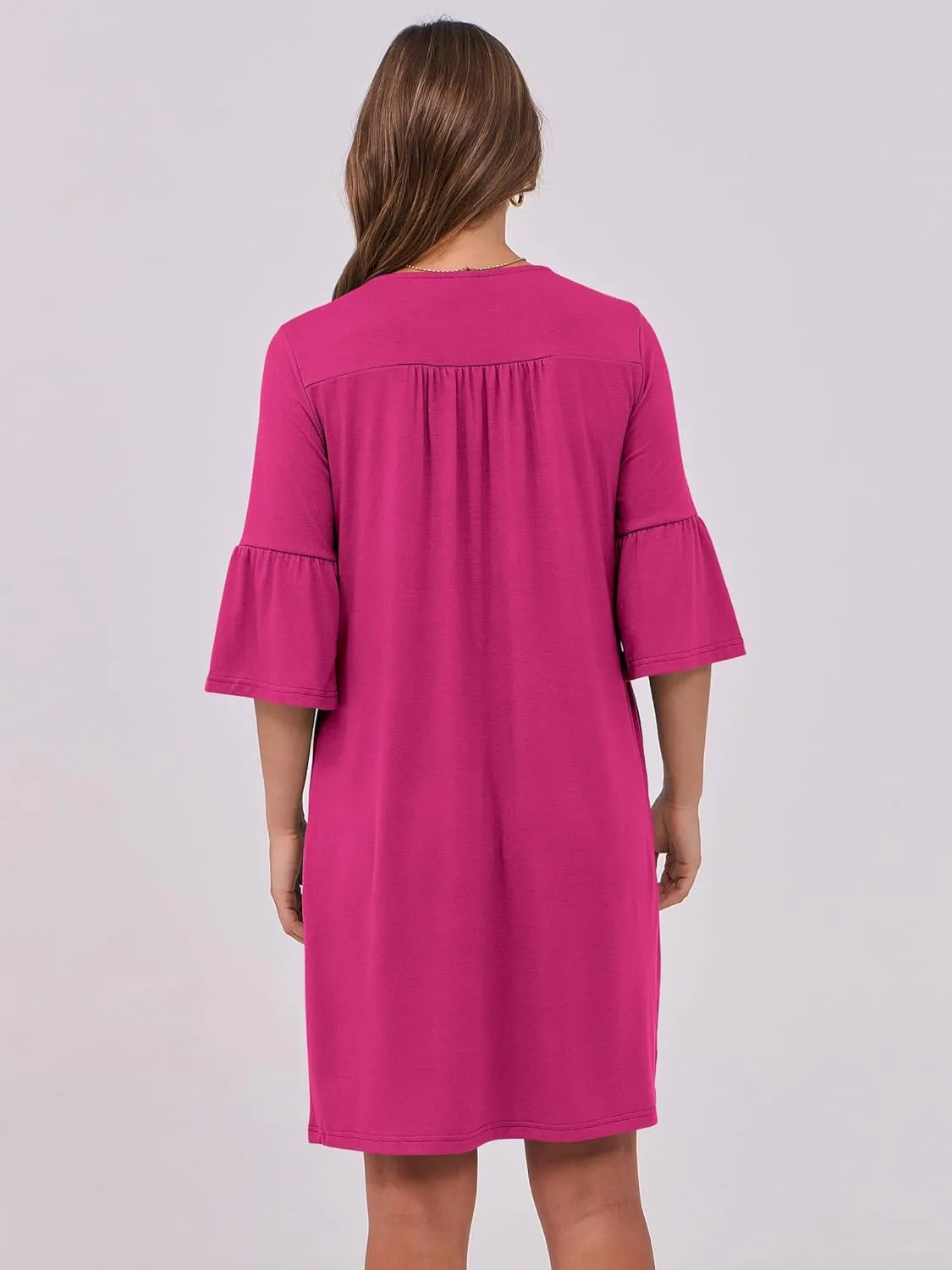 ANRABESS Women Mini Dress Summer V Neck Ruffle Short Sleeve Shift Casual Tunic Dresses 2025 Loose Beach Vacation Outfits