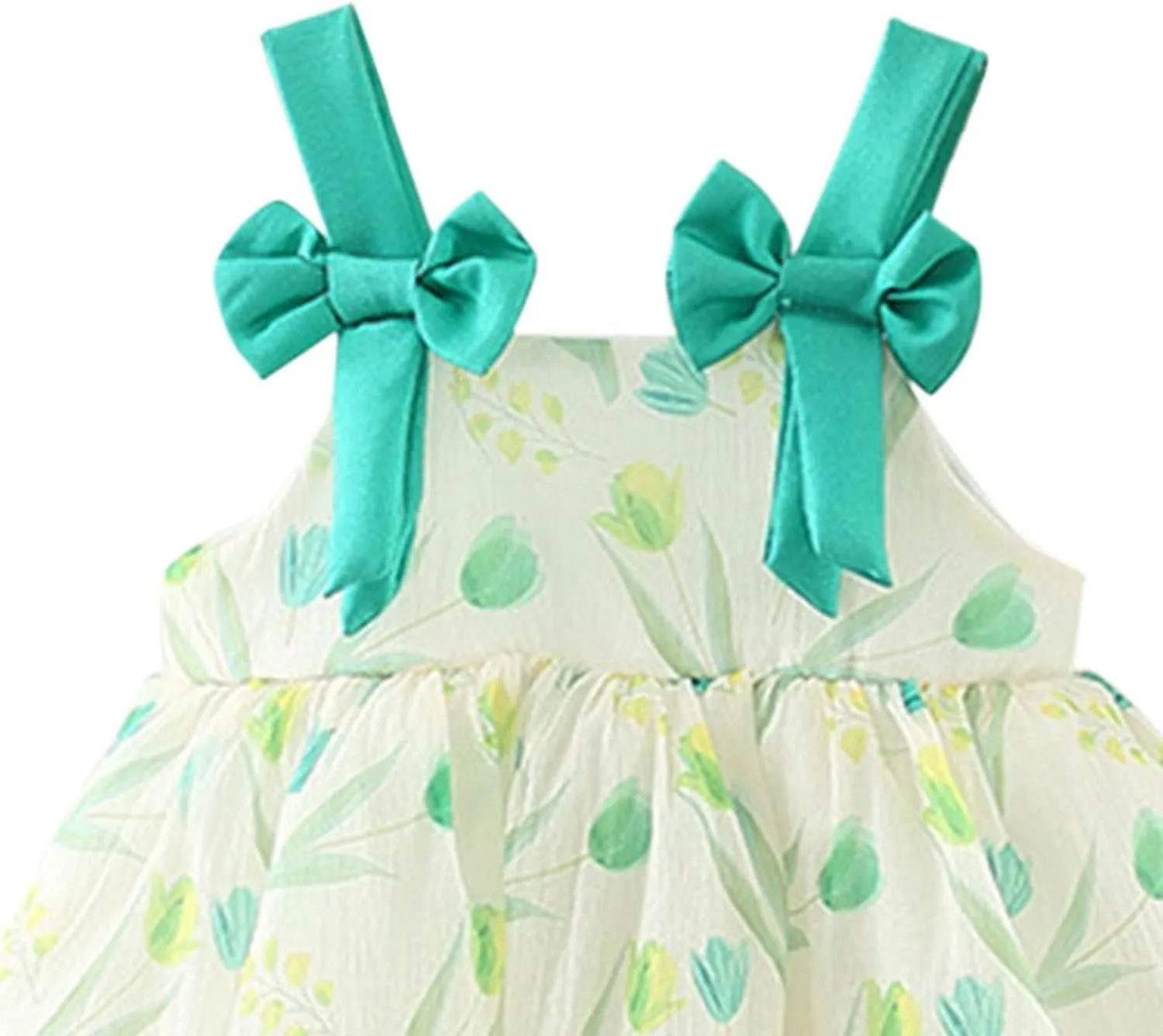 Baby Girls Floral Print Mini Dress Baby Summer Sleeveless Backless Dresses Ruffle Tulle Bowknot Sundress with Hat UC36