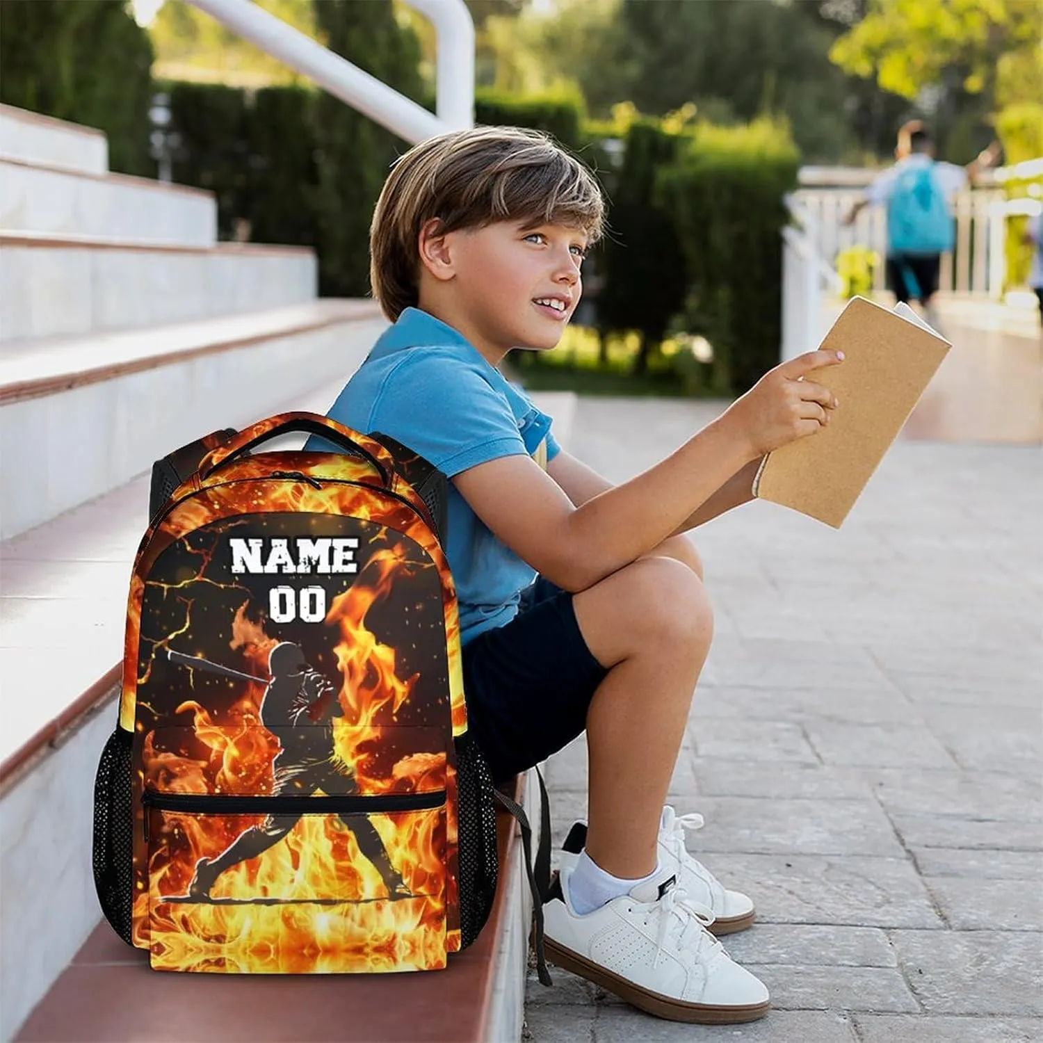 Baseball Backpacks for School - Boys Sports Backpack for Preschool Primary Middle - Personalized Name 17 Inches Large Capacity Lightweight Bookbag for Travel