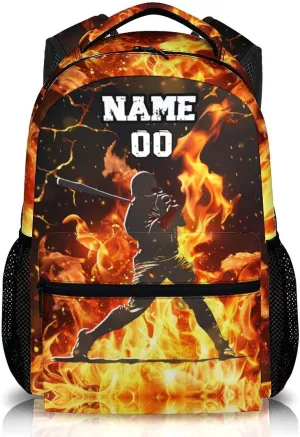 Baseball Backpacks for School - Boys Sports Backpack for Preschool Primary Middle - Personalized Name 17 Inches Large Capacity Lightweight Bookbag for Travel