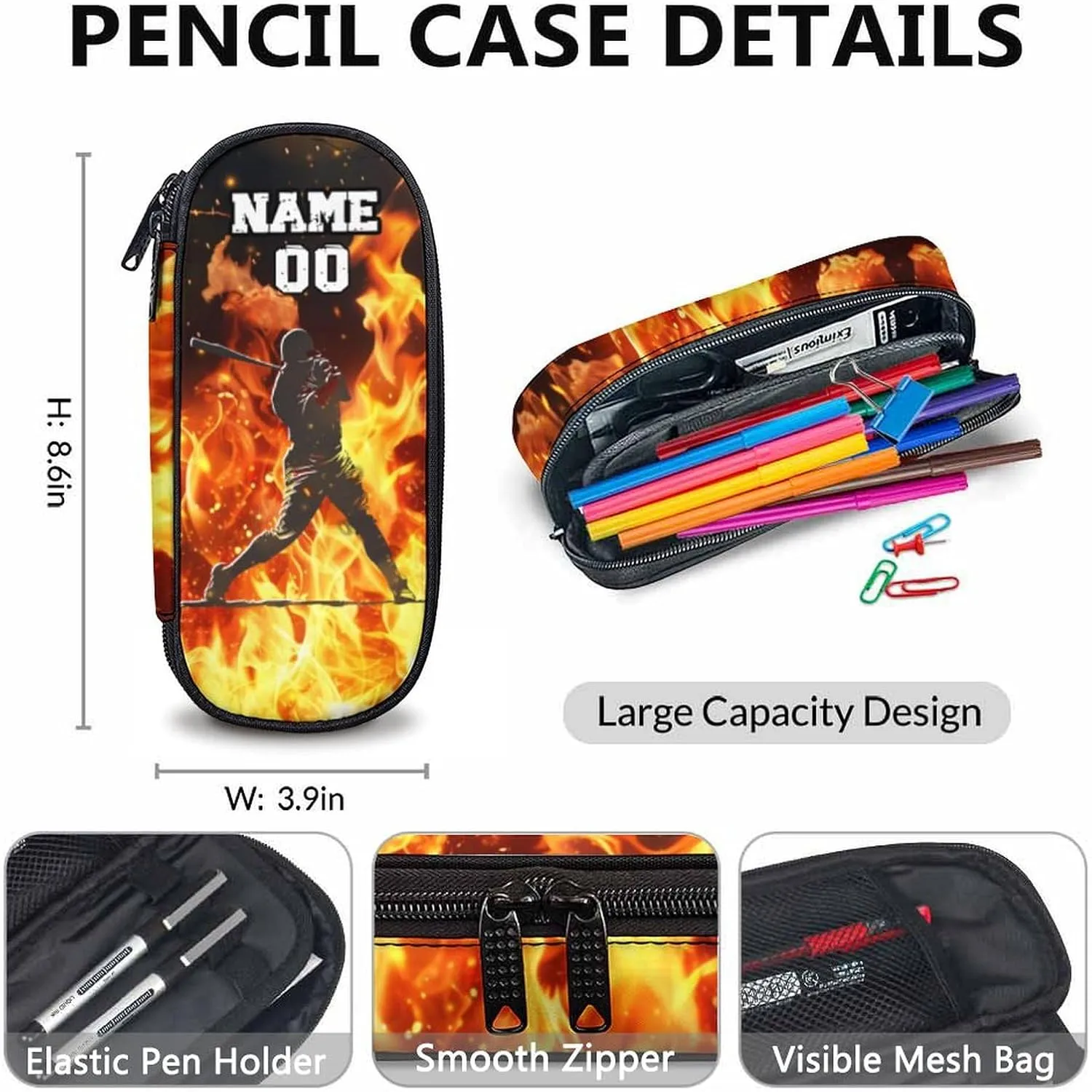 Baseball Backpacks with Lunch Bag Pencil Case for School, Boys Sports Backpack Bundle for Preschool Primary Middle, Personalized Name Large Capacity Lightweight Bookbag for Travel