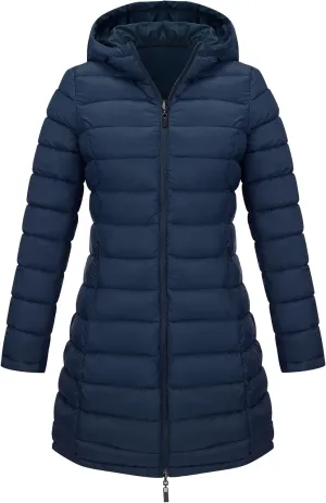 Bellivera Women Puffer Jacket Reversible Spring and Winter Fashion Warm Quilted Long Hooded Padded Bubble Coat