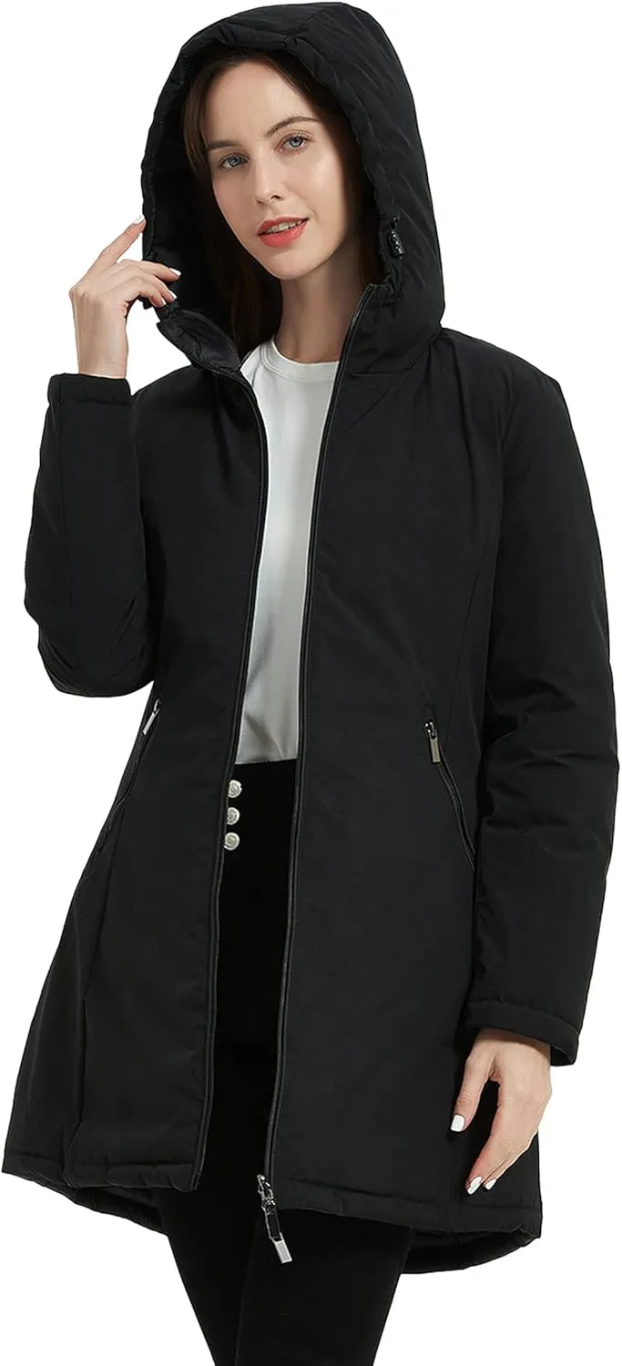 Bellivera Women Puffer Jacket Reversible Spring and Winter Fashion Warm Quilted Long Hooded Padded Bubble Coat