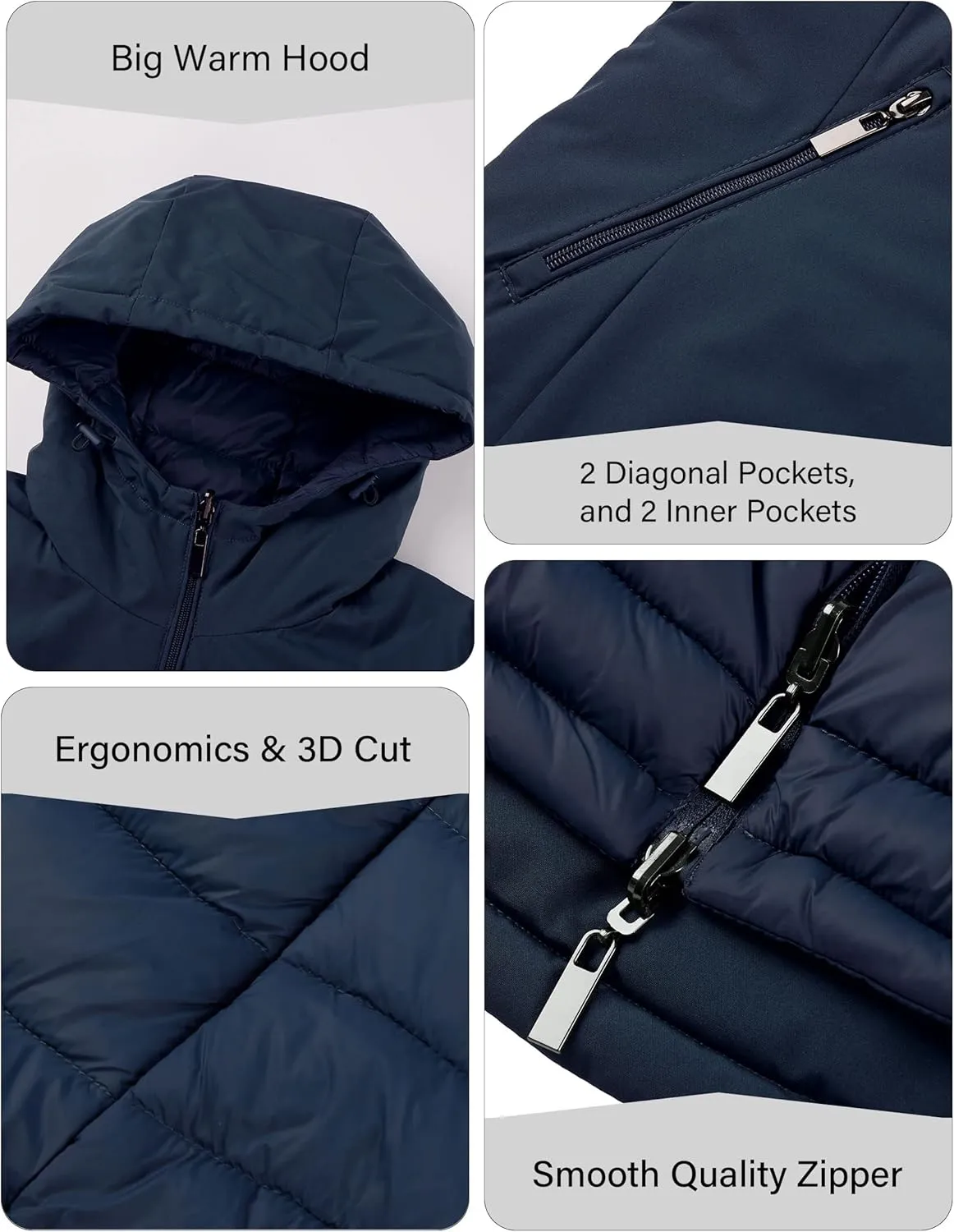 Bellivera Women Puffer Jacket Reversible Spring and Winter Fashion Warm Quilted Long Hooded Padded Bubble Coat