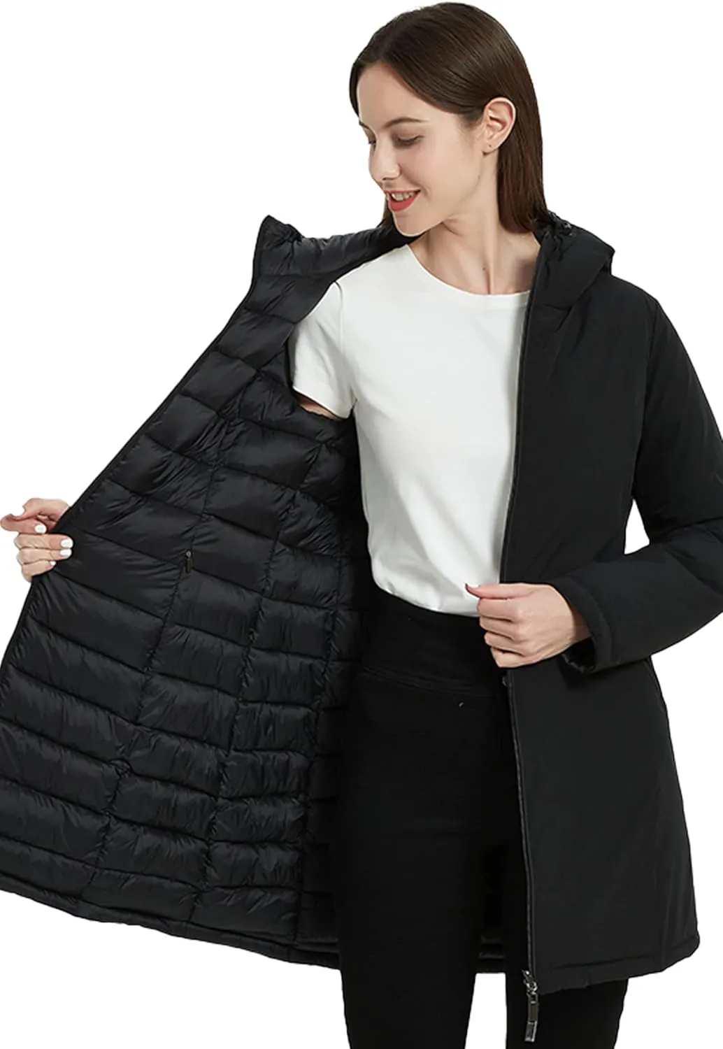 Bellivera Women Puffer Jacket Reversible Spring and Winter Fashion Warm Quilted Long Hooded Padded Bubble Coat