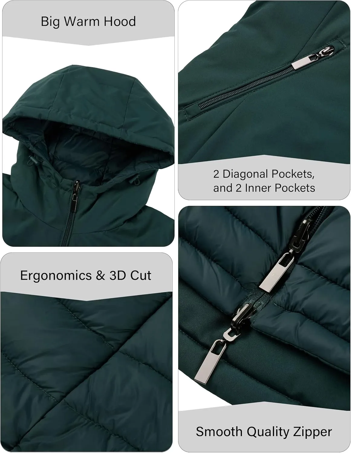 Bellivera Women Puffer Jacket Reversible Spring and Winter Fashion Warm Quilted Long Hooded Padded Bubble Coat