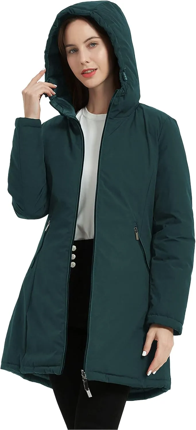 Bellivera Women Puffer Jacket Reversible Spring and Winter Fashion Warm Quilted Long Hooded Padded Bubble Coat
