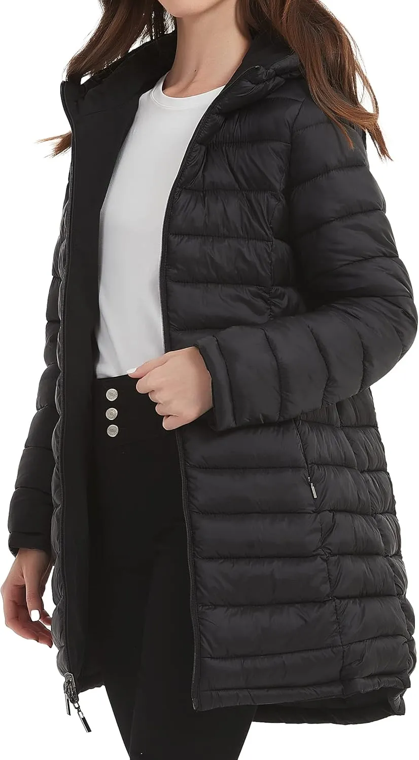 Bellivera Women Puffer Jacket Reversible Spring and Winter Fashion Warm Quilted Long Hooded Padded Bubble Coat