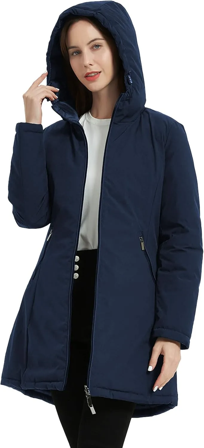 Bellivera Women Puffer Jacket Reversible Spring and Winter Fashion Warm Quilted Long Hooded Padded Bubble Coat