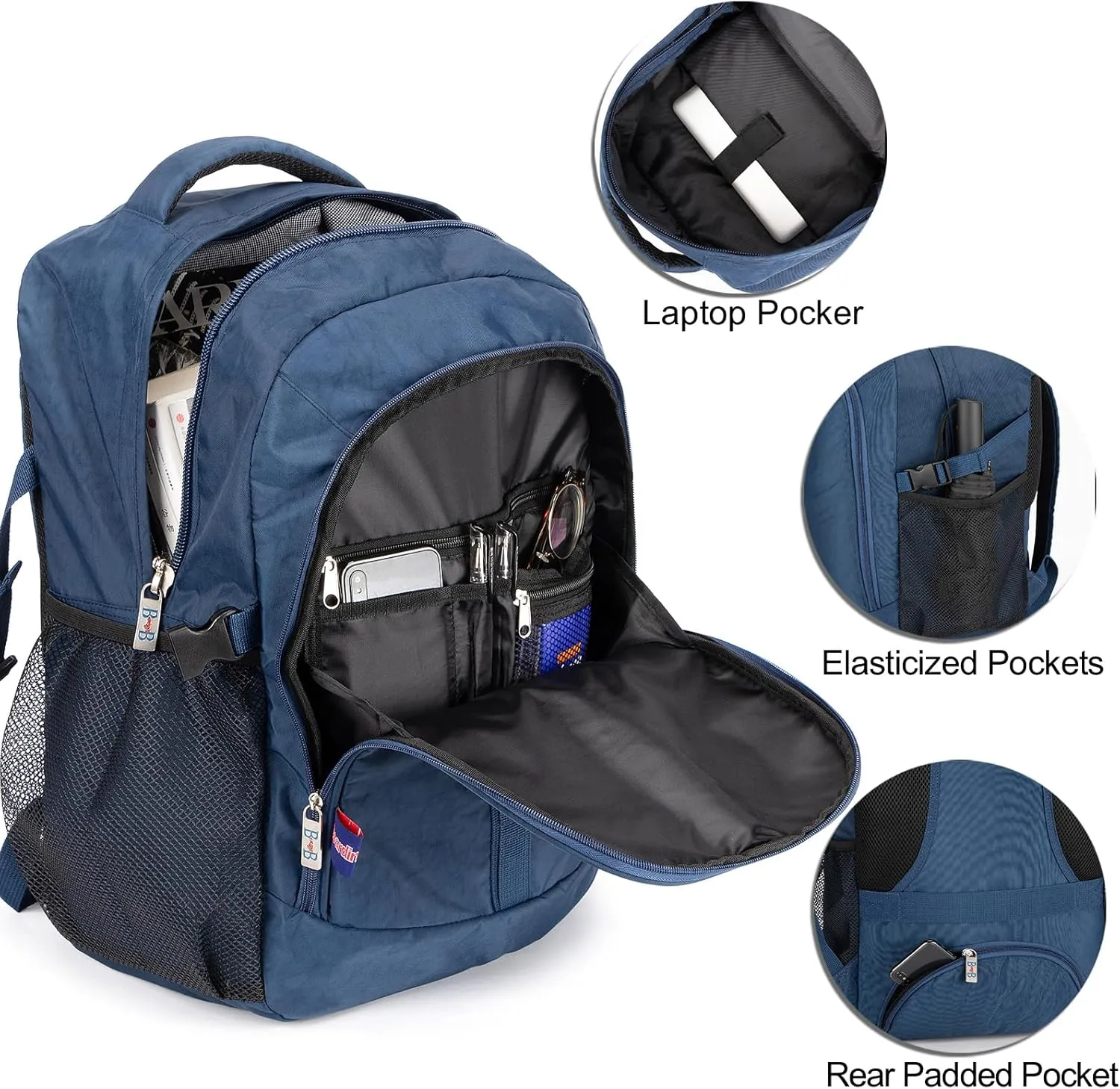 Boardingblue Under-Seat Backpack for Spirit, Frontier, American - Fits 18 x 13 x 8 Inches - Perfect Personal Item for Easy Air Travel - TSA Approved (Navy)