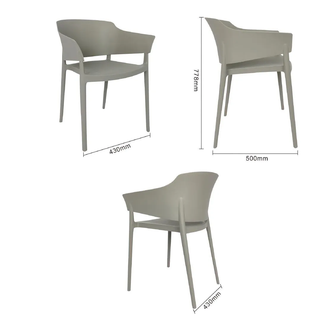Bolero Lorenzo Cafe Chairs Medium Grey (Pack of 2) - DX970