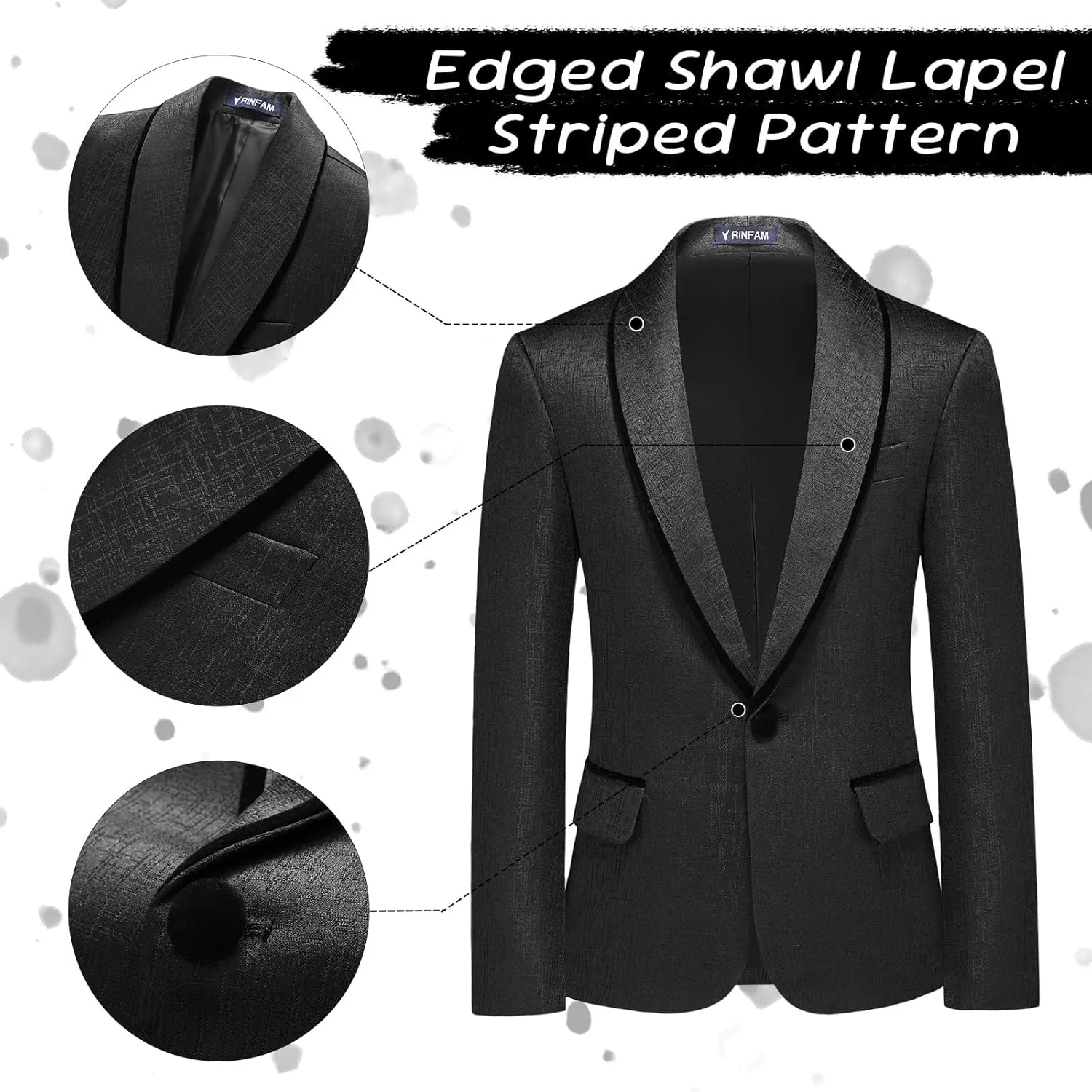 Boys Tuxedo Suit Set Shawl Lapel Striped Kids 3 Piece Slim Fit Formal Suit with Vest Jacket Pants