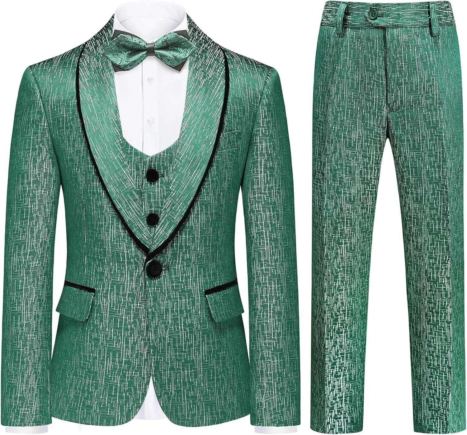Boys Tuxedo Suit Set Shawl Lapel Striped Kids 3 Piece Slim Fit Formal Suit with Vest Jacket Pants