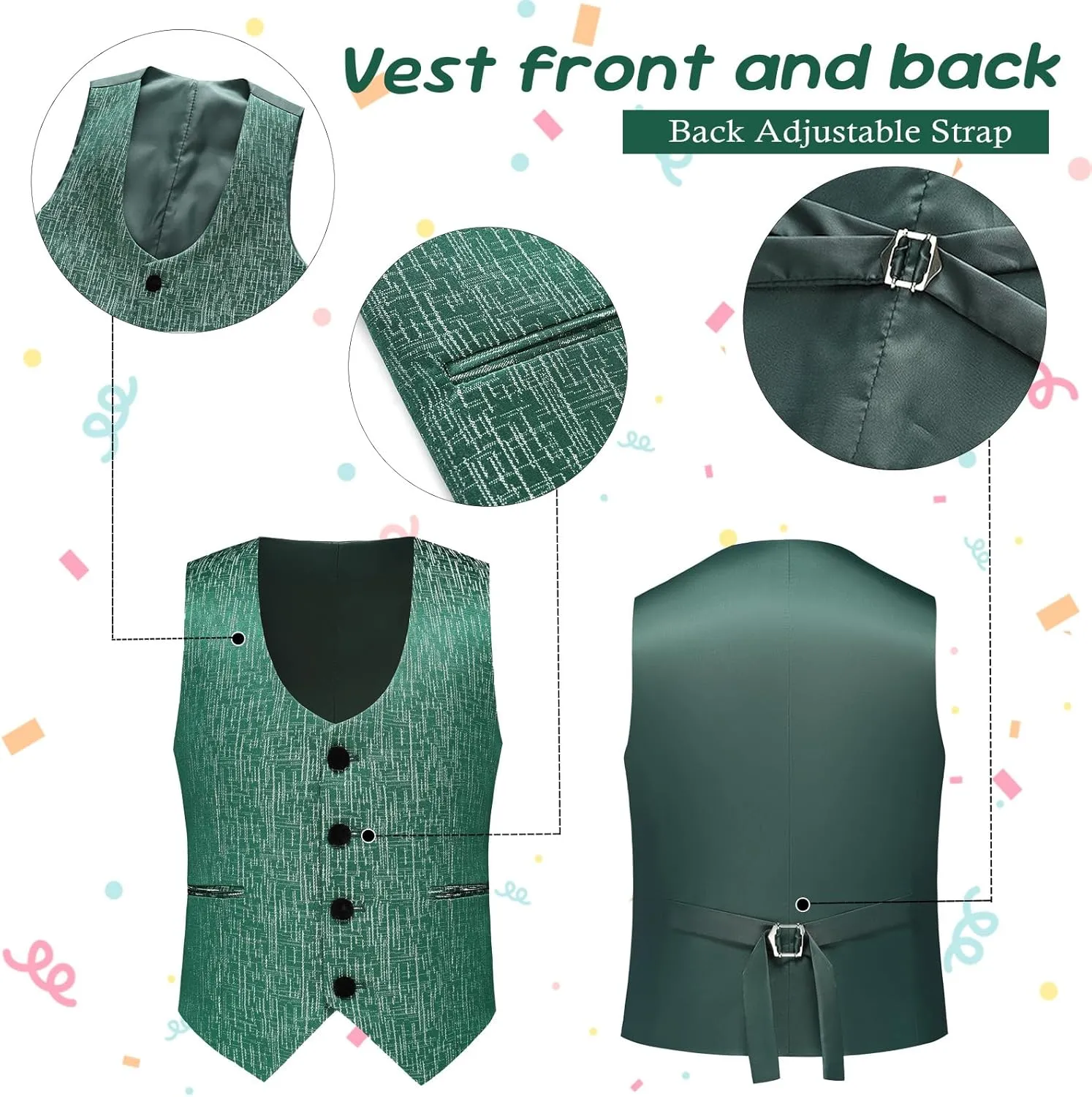 Boys Tuxedo Suit Set Shawl Lapel Striped Kids 3 Piece Slim Fit Formal Suit with Vest Jacket Pants