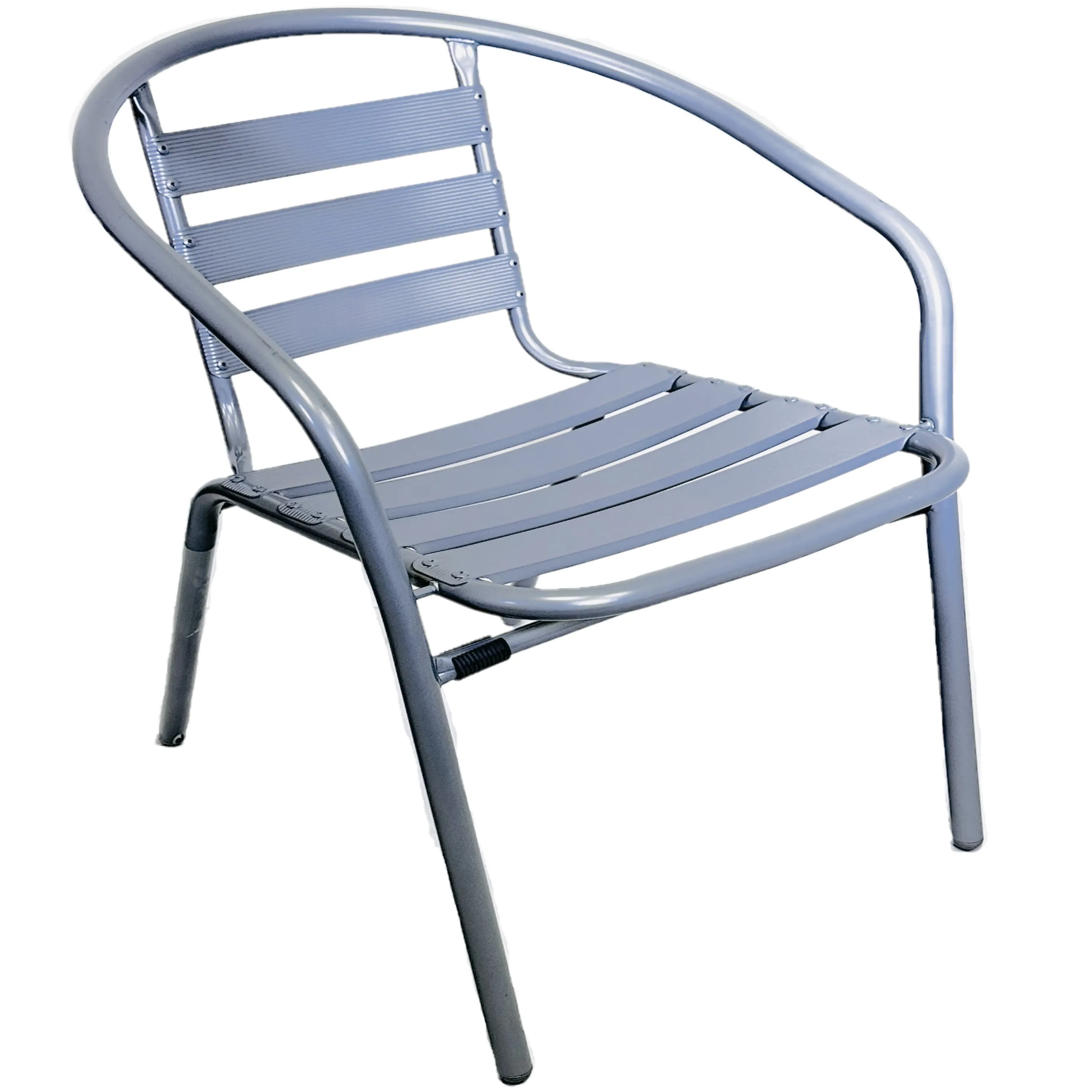 BTExpert Indoor Outdoor Set of 10 Silver Gray Restaurant Metal Aluminum Slat Stack Chairs Lightweight