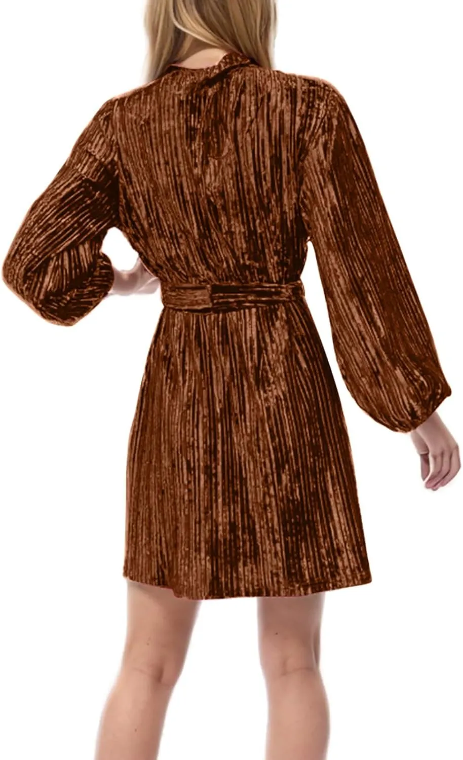 Casual Dresses for Women Womens Long Sleeve Dress Crew Neck Tie Waist A-Line Ruffle Swing Mini Dresses for Women