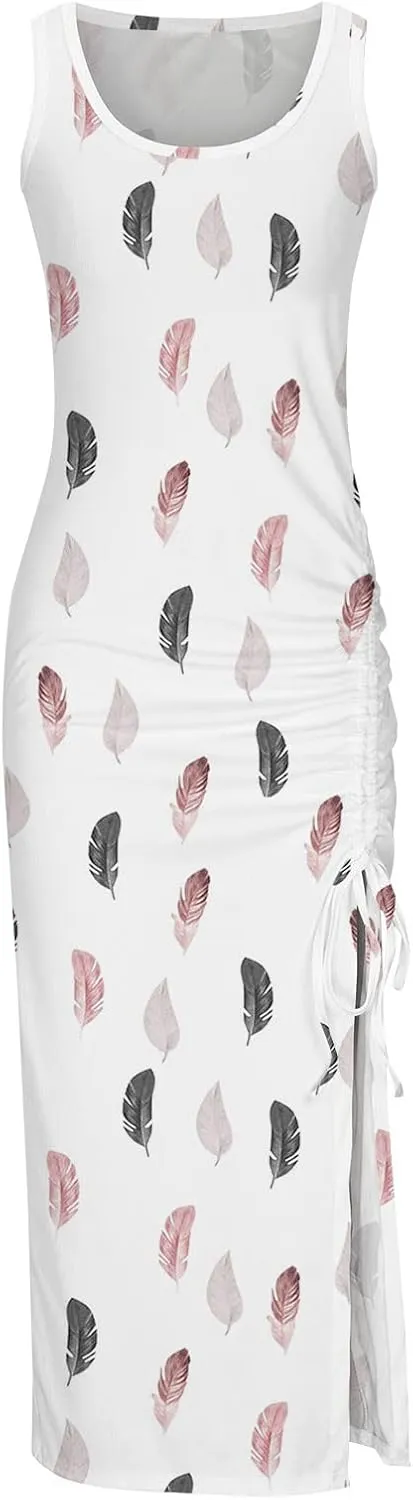 Ceboyel Womens Ribbed Tank Dress Bodycon Summer Dresses Split Casual Sun Dresses Trendy Sexy Maxi Long Sundresses 2023