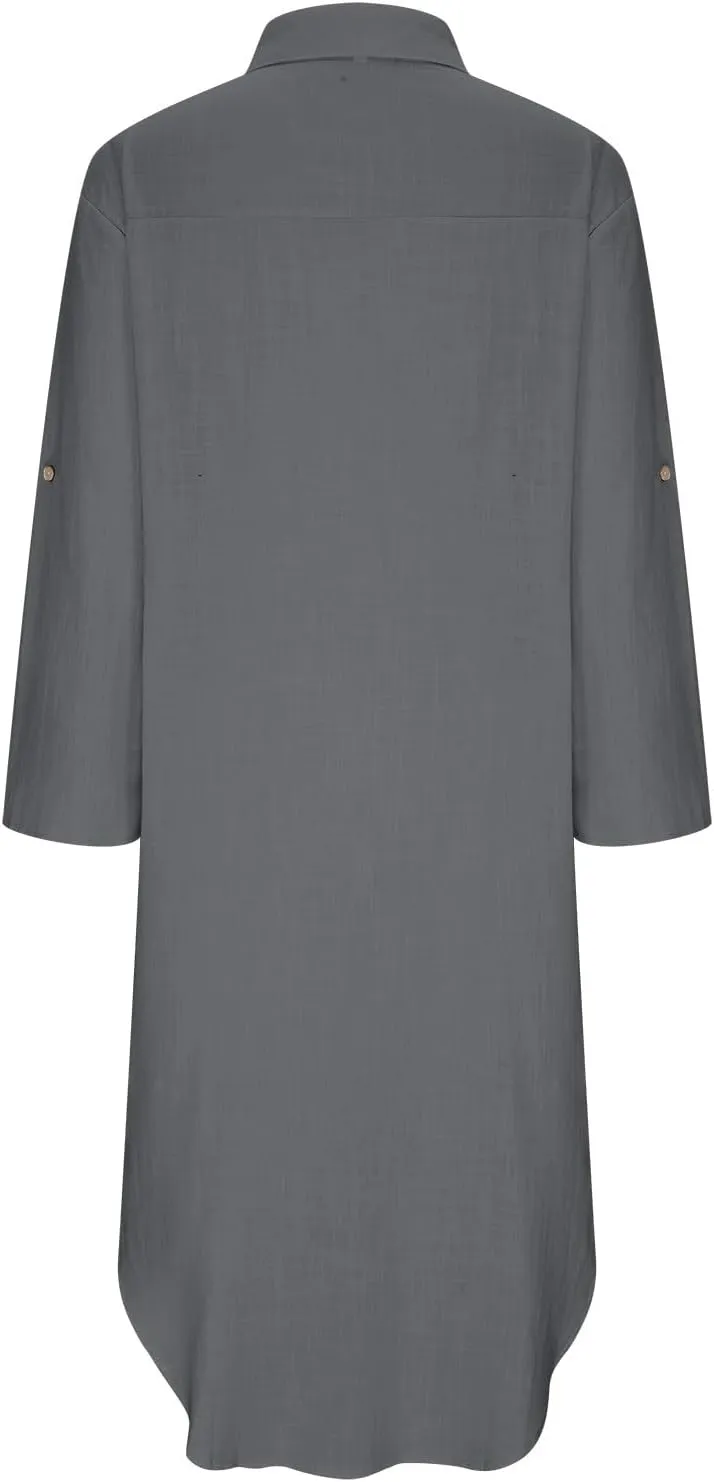 Ceboyel Womens Summer Causal Dresses Long Sleeve Dress Cotton Linen Shirt Dresses Dressy Trendy Ladies Outfits 2023