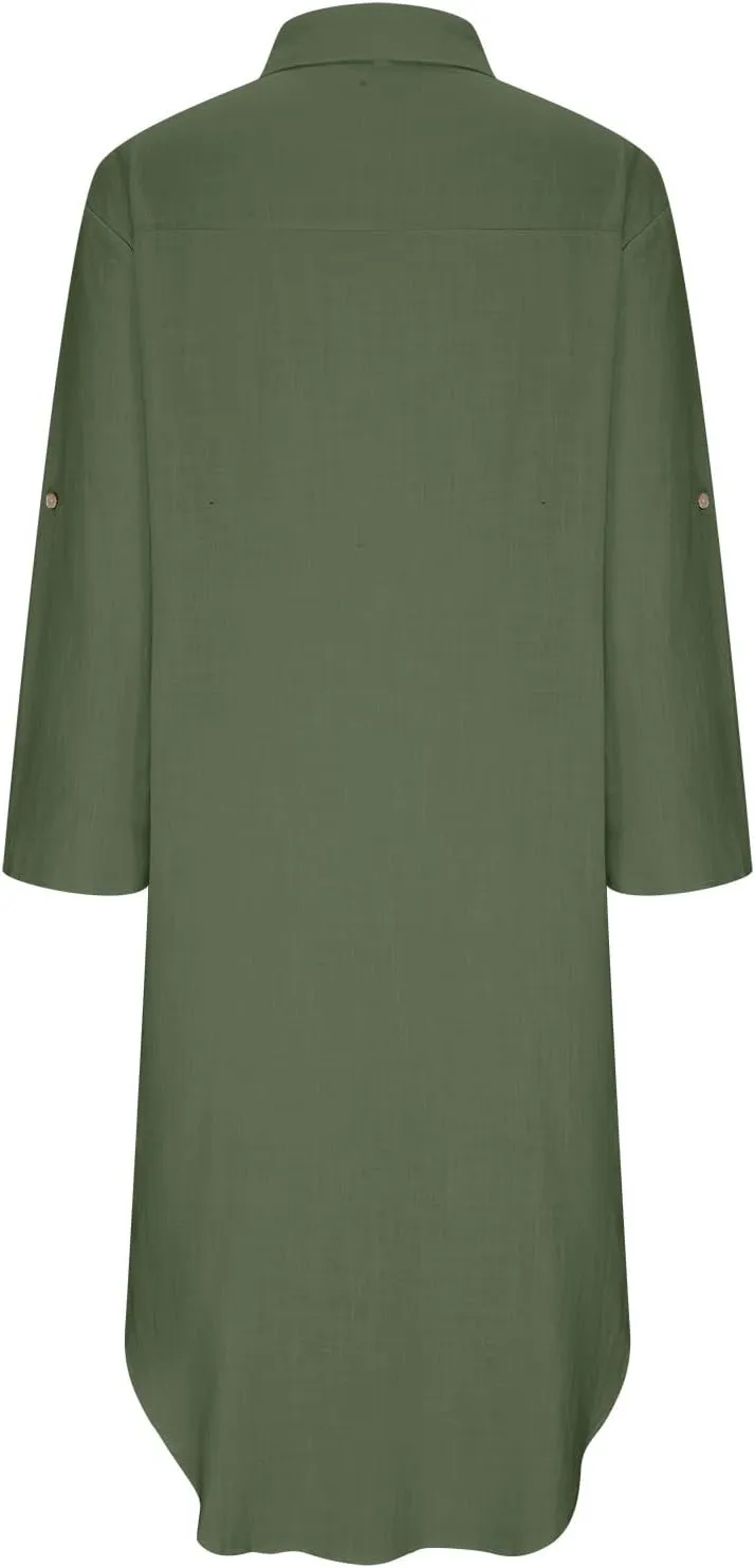 Ceboyel Womens Summer Causal Dresses Long Sleeve Dress Cotton Linen Shirt Dresses Dressy Trendy Ladies Outfits 2023