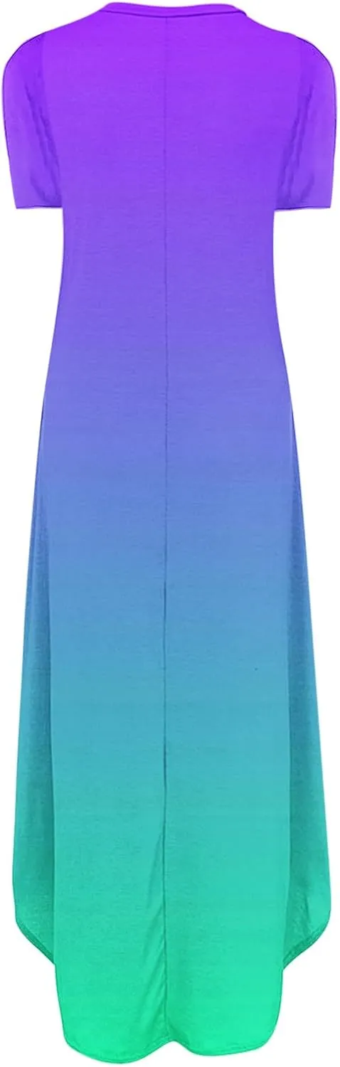 Ceboyel Women's Summer Dresses 2023 Casual Long Maxi Dress Short Sleeve Tshirt Dresses Boho Trendy Hawaiian Beach Clothing