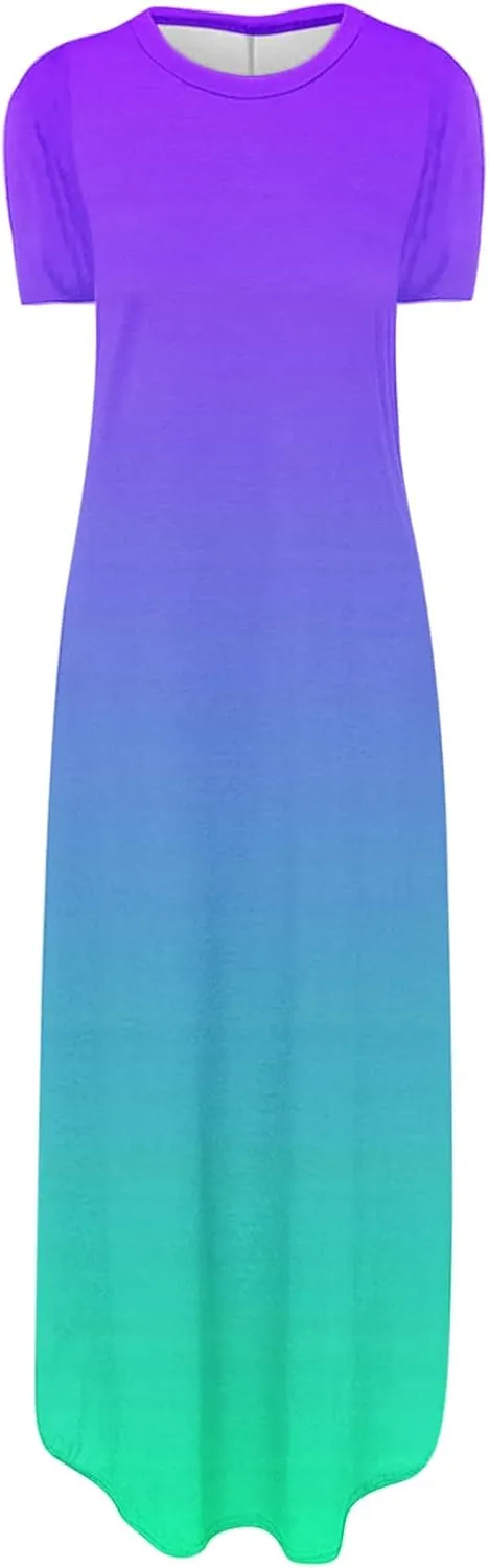 Ceboyel Women's Summer Dresses 2023 Casual Long Maxi Dress Short Sleeve Tshirt Dresses Boho Trendy Hawaiian Beach Clothing